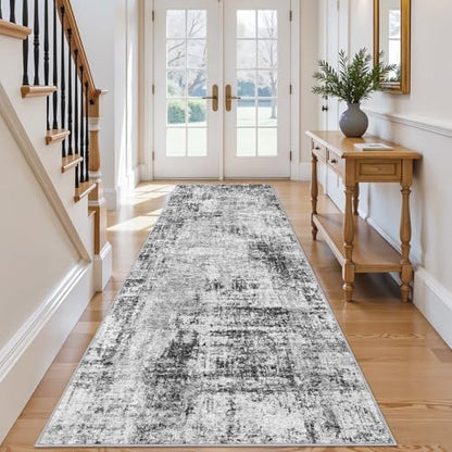 3x10 Runner Rug Non-Slip Washable: Modern Long Hallway Runner Rug Black - color: Black, size: 3' x 10' (Runner)