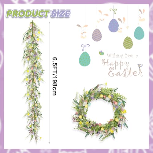 6.5 ft Easter Garland-Spring Garland Egg and Mixed Berry Garland - color: Easter01