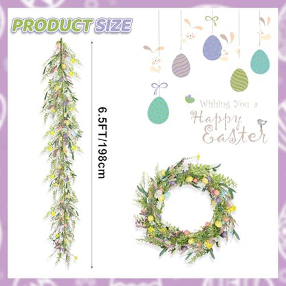 6.5 ft Easter Garland-Spring Garland Egg and Mixed Berry Garland - color: Easter01