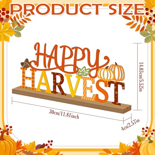 Fall Pumpkin Table Decorations Centerpiece, Metal Table Sign - style: Happy Harvest
