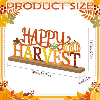 Fall Pumpkin Table Decorations Centerpiece, Metal Table Sign - style: Happy Harvest