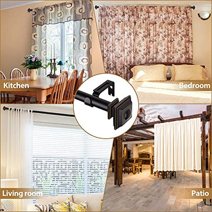 KAMANINA Square Finials for Curtain Rods 1 and 7/8 Inch, Set of 2, Black - color: Black