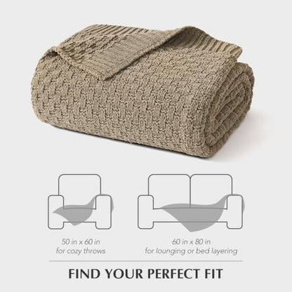 EVERGRACEHOME Chunky Chenille Knit Throw Blanket, Hearth Taupe, 50" x 60" - color: Hearth Taupe, size: 50" x 60"