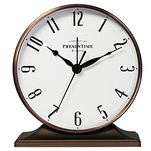Presentime Lewis Mantel Alarm Clock - color: Bronze Finish, size: 5.5*5 inch