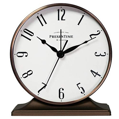 Presentime Lewis Mantel Alarm Clock - color: Bronze Finish, size: 5.5*5 inch