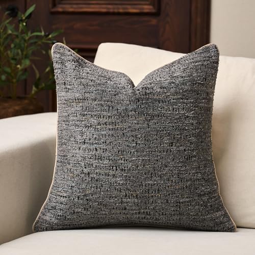Yangest Chenille Pillow Cover 20 x 20 Inches, Thick Textured Square Throw Pillow Cover Farmhouse Modern Soft Accent Couch Neutral Pillow Cover for Living Room Bedroom, Gray - color: Grey, size: 20" x 20" (Pack of 1)