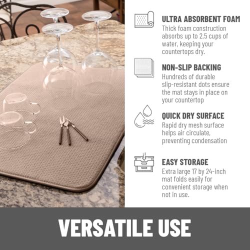 Bellemain Dish Drying Mat, Drying Matt Kitchen Counter, 17 x24 Inch -Mocha - color: Mocha, size: 17" x 24"