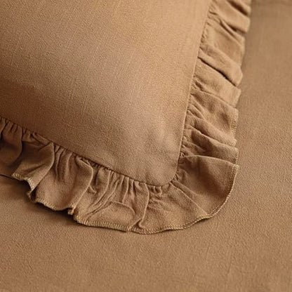 Foindtower Linen Fringe Ruffle Throw Pillow Covers 18×18 Inch Orange Brown - color: Hazel, size: 18" x 18" (Pack of 2)