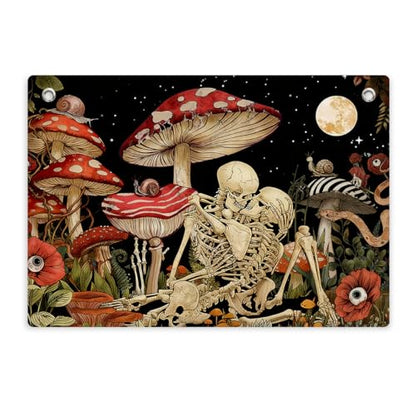 Gothic Skull & Mushroom Tapestry Banner Flag Dark Academia Skull Wall Decor - color: Multi 0664