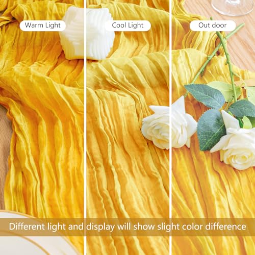 Cheesecloth Table Runner 10FT Gold Boho Gauze Rustic Sheer Table Runners - color: Gold, size: 1 Pack