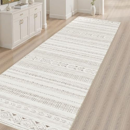 cotiled Hallway 2.6x8 Runner Rugs Washable Boho Moroccan Soft Rug - color: Light Brown/Cream, size: 2.6' x 10' (Runner)