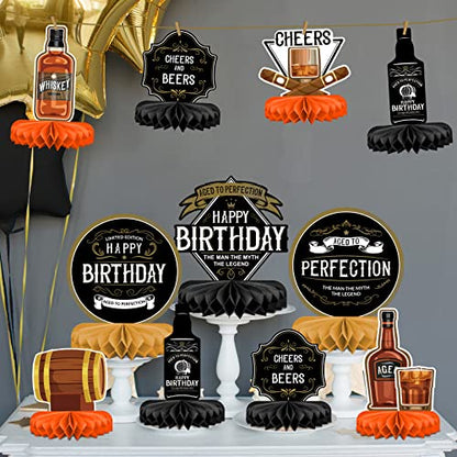 Whiskey pattern Birthday Party Decorations for MenTable Centerpiece Whiskey Honeycomb Table Toppers for 30th 40th 50th 60th 70th 80th Birthday decorations - style: birthday