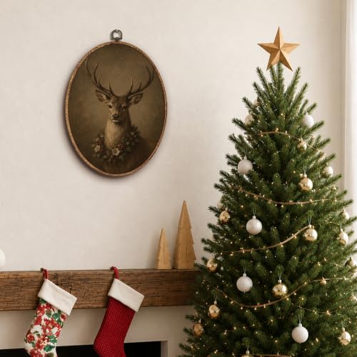 Yorhifa Rustic Winter Christmas Reindeer Framed Wall Art 8.5x11.5in - color: Reindeer