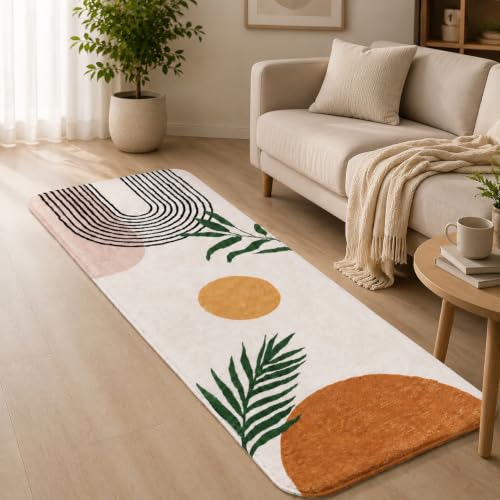 Boho Bathroom Runner Rugs 24 x 60 Non Slip, Large Long Bathroom Rug Cute Bath Mat for Bathtub Washable Shower Rug - color: Orange, size: 2' x 5' (Runner)