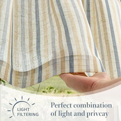 jinchan Linen Boxter Stripe Valances for Window 16 inch,Muti Blue,1 Panel - color: Boxter Stripe | Multi Blue on Linen, size: 50"W x 16"L (Pack of 1)