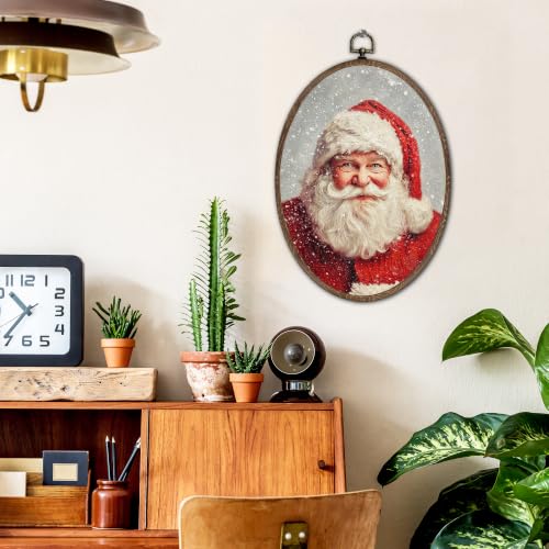 FLAWAFLOMA Red Christmas Santa Oval Canvas Wall Art Decor 8.6x11.4 Inch - color: Christmas-14