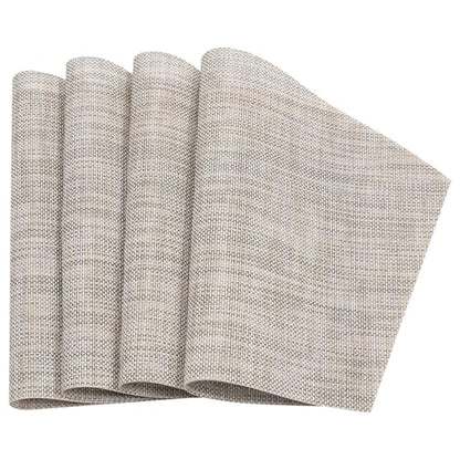 SHACOS Small Round Table Placemats Wedge Shaped Placemats Set of 4 Heat Resistant Wipe Clean Indoor Outdoor (4, Beige White Black) - color: Beige White Black