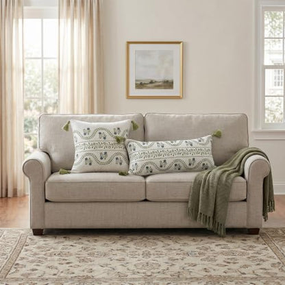 ISAENNE Designer Printed Rectangle Throw Pillow Cover,Set of 2,28"x12" - color: Mosella D, size: 28" x 12" (Pack of 2)
