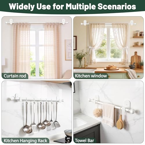 USFOOK White Curtain Rods No Drilling 16 to 30 Inch, 2 Pack - color: White, size: 16-30"(2 pack)