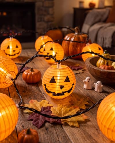 8.5FT Halloween Pumpkin Lantern String Lights Plug-in 10 LED Decor - color: Pumpkin Lantern Lights