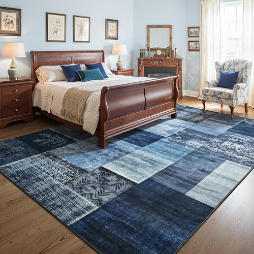 Tepook 8x10 Washable Area Rugs for Living Room Bedroom - color: Blue, size: 8' x 10' (Rectangular)