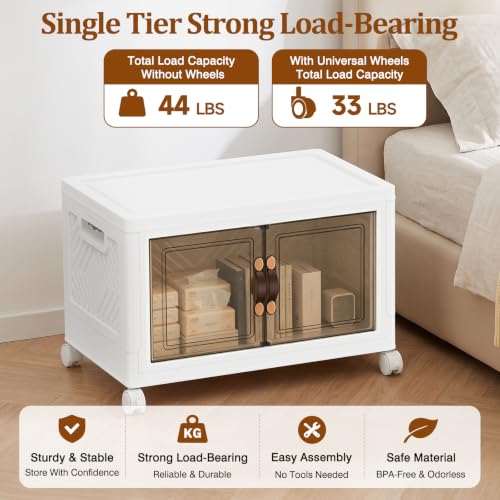 1Tier 53QT Stackable Storage Bins With Lids Portable Wheels Cabinet, White - size: 53QT(Per Tier)-1Tier