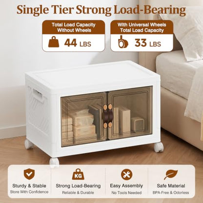 1Tier 53QT Stackable Storage Bins With Lids Portable Wheels Cabinet, White - size: 53QT(Per Tier)-1Tier