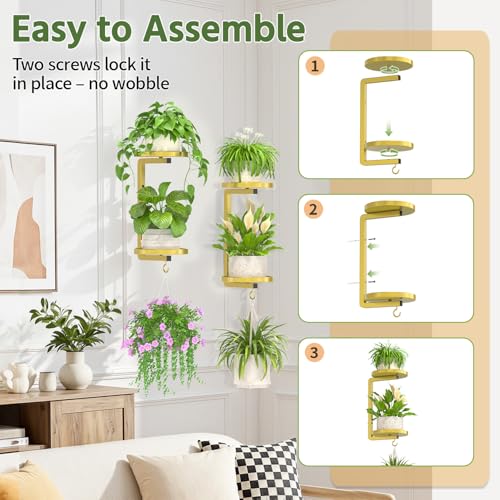 LASZOLA Plant Hanger Holder Window Shelf Wall Mounted Indoor, 2 Pcs Gold - color: Warm Gold, size: 2