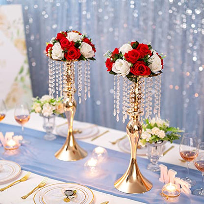 Flower Centerpieces for Wedding Tables: Red & White, 2 Packs - color: Red & White
