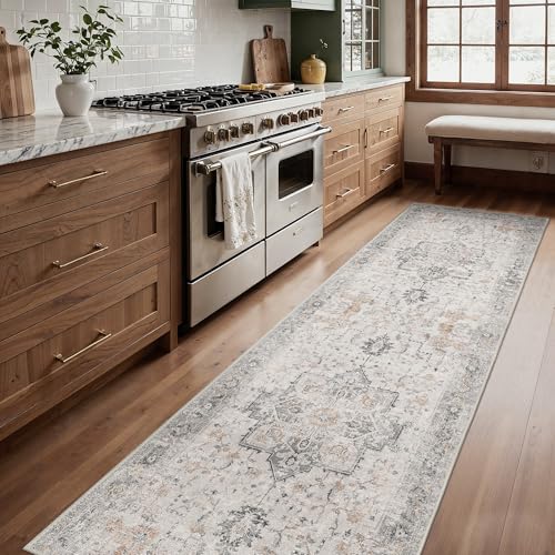 BESBLEE 2x8 Washable Runner Rug Non Slip for Hallway, Light Taupe Brown - color: Light Taupe Brown, size: 2' x 8' (Runner)