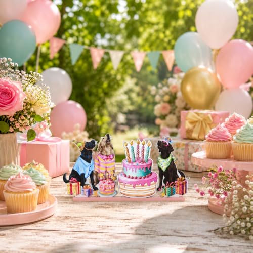 Smile Birthday Wooden Standing Decor Dog Party Cake Tiered Tray - style: Birthday