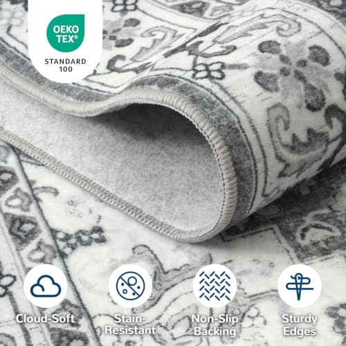 Lessymo 2 x 5 Runner Entryway Rug, Machine Washable Kitchen Rugs Grey White - color: Grey Beige, size: 2' x 5' (Runner)