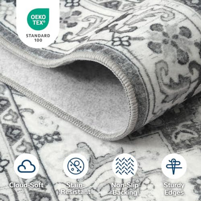 Lessymo 8 x 10 Area Rugs for Living Room, Machine Washable Rug Grey White - color: Grey Beige, size: 8' x 10' (Rectangular)