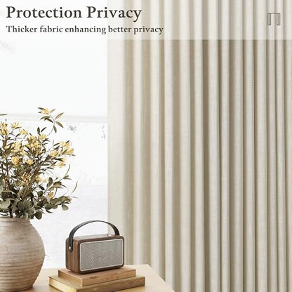 Semi Sheer Pinch Pleated Light Tan Linen Curtains 54 Inch Length 2 Panels - color: Linen, size: 50"W x 54"L (Pack of 2)