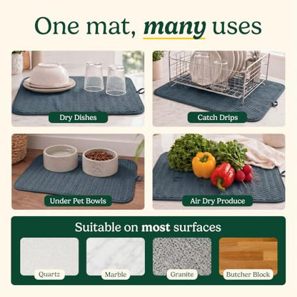 Cuisinart Dish Drying Mat for Kitchen Counter, 2-Pack XL 18"x24" - color: Geostripe Blue