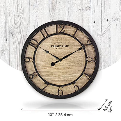 Presentime 10" Farmhouse Series Wall Clock - color: Oil Rubbed Bronze, size: 10 inch