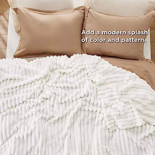 Bedsure Soft Cozy King Size Fleece Blankets for Bed Off White 108"x90" - color: Off White, size: King
