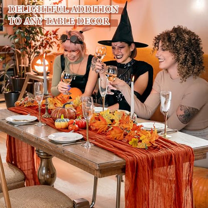 Cheesecloth Table Runner, 10 Ft, Boho Rustic, Terracotta, 1 Pcs - color: Terracotta