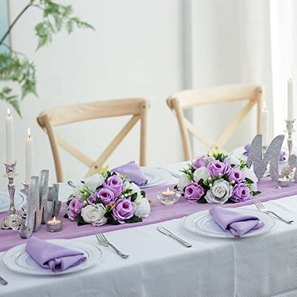 Flower Centerpieces for Wedding Tables: Lilac & White, 2 Packs - color: Lilac & White
