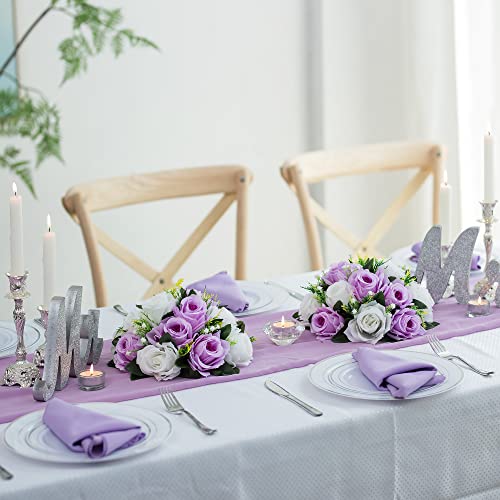 Flower Centerpieces for Wedding Tables: Lilac & White, 2 Packs - color: Lilac & White