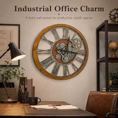 The B-Style Large Wall Clock, 30 inch, Dark Brown and Bronze - color: Drak Brown and Bronze, size: 30 inch (76 cm)