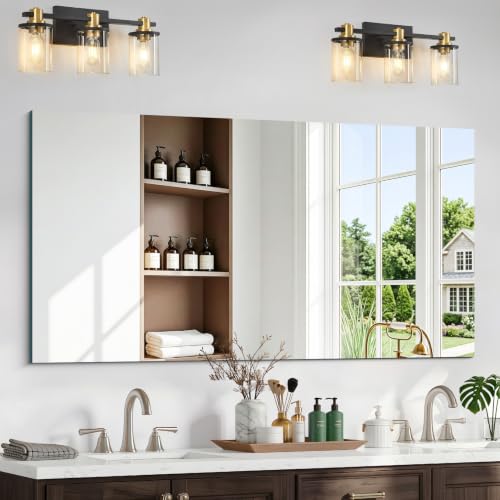 30x55 Inch Frameless Mirror, Large Rectangle Bathroom Mirrors for Wall - color: Frameless, size: 30"L x 55"W