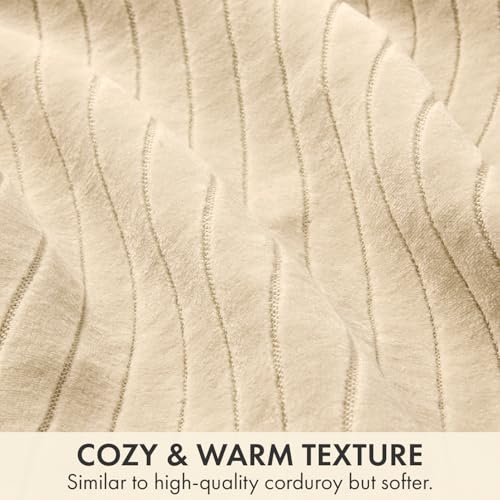 MIULEE Set of 2 Beige Textured Striped Throw Pillow Covers 20x20 Inch - color: Beige, size: 20" x 20" (Pack of 2)