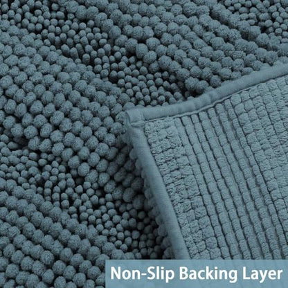 Turquoize Small Bathroom Rug 17x24, Absorbent Chenille Bath Rug, Stone Blue - color: Stone Blue, size: 17" x 24"
