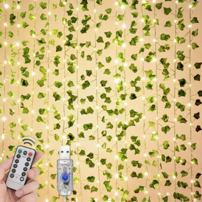 Fake Vines with Fairy Lights 12PCS 86FT Artificial Ivy Garland with Lights 8 Modes Remote Hanging Plants Faux Greenery Leaves for Bedroom wall Art Aesthetic Office Wedding Party Home Garden Decor