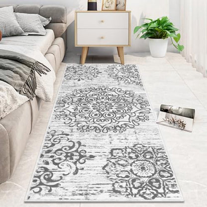 HEBE Hallway Runner Rug 2'x5', Washable Non Slip Kitchen Rug Runner - color: Grey, size: 2' x 5' (Rectangular)