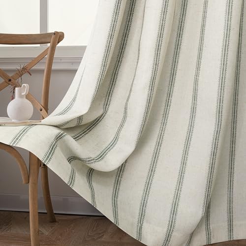 DriftAway Farmhouse Stripe Blackout Curtains, W52xL63, Loden Green - color: G Loden Green Stripe, size: 52"W x 63"L (Pack of 2)