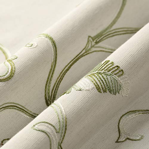 VOGOL Green Vine Embroidered Kitchen Tier Curtains, W30 x L36, 2 Panels - color: Green, size: 30"W x 36"L (Pack of 2)