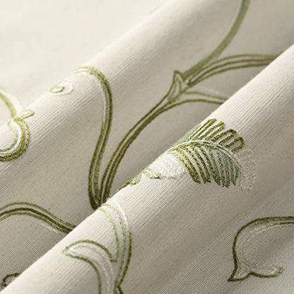 VOGOL Green Vine Embroidered Kitchen Tier Curtains, W30 x L36, 2 Panels - color: Green, size: 30"W x 36"L (Pack of 2)