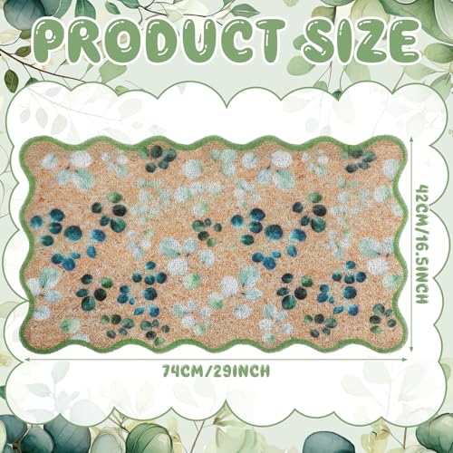 Dunzy Eucalyptus Leaves Doormat Green Scalloped Welcome Mat for Front Door - style: Eucalyptus Leaves